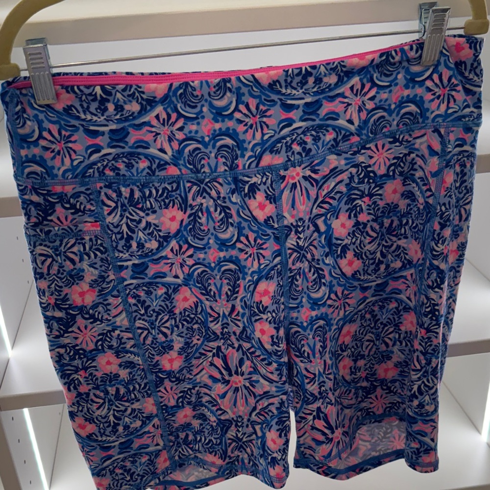 Lilly Pulitzer Blue and Pink Patterned Bike Shorts